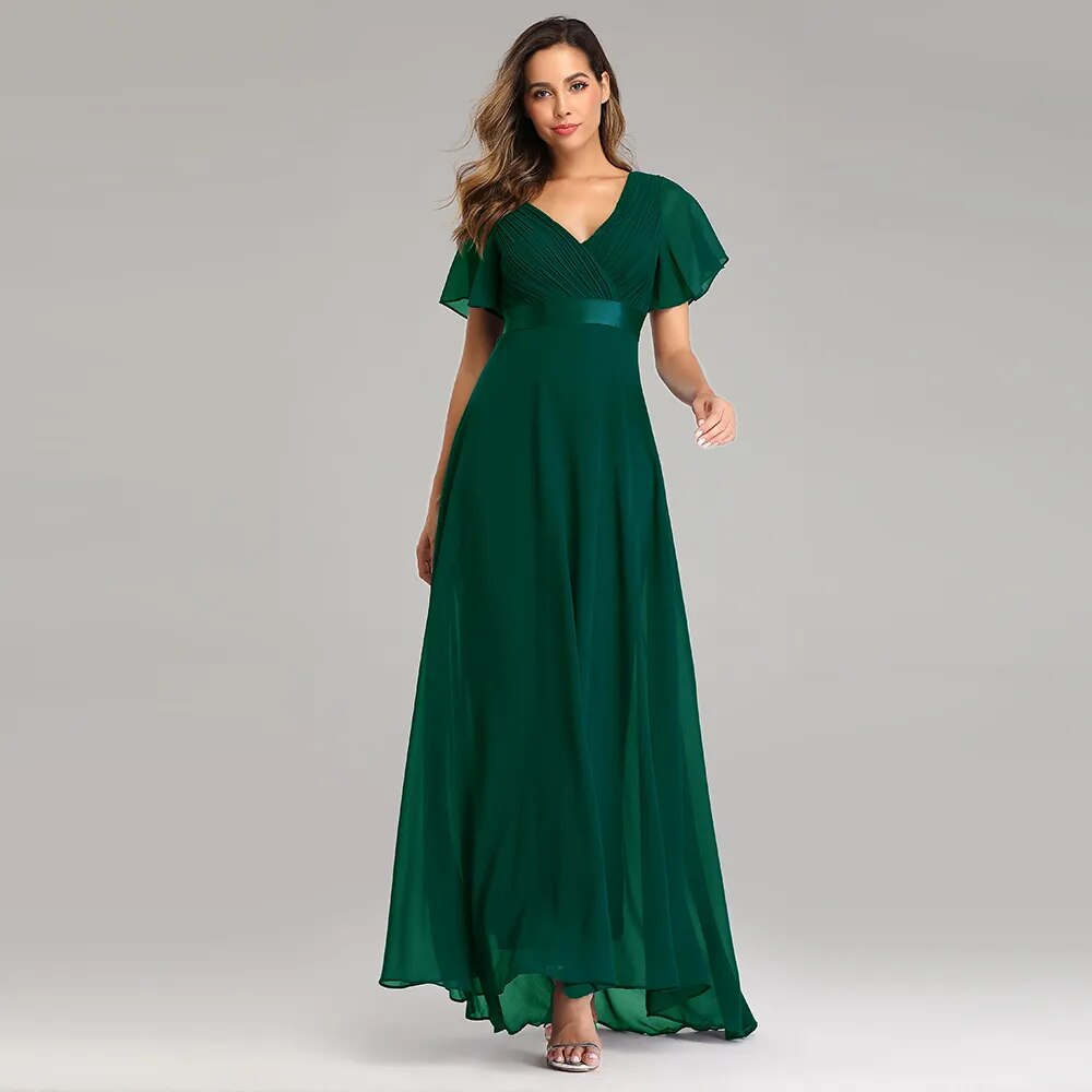 Elegant V-Neck Chiffon Gown (8 colors)