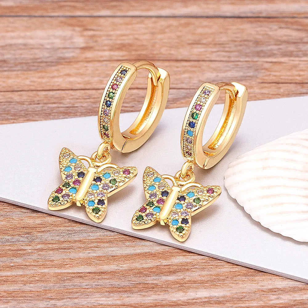 Rainbow Rhinestones on Gold Earrings (14 styles)