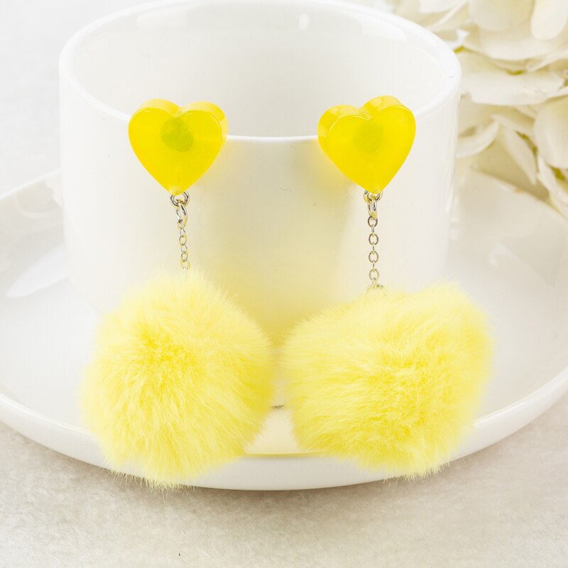 Pom Pom Heart Earrings (8 colors)