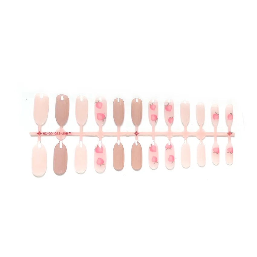 24pcs GLOSSY PEACH Press on Nails