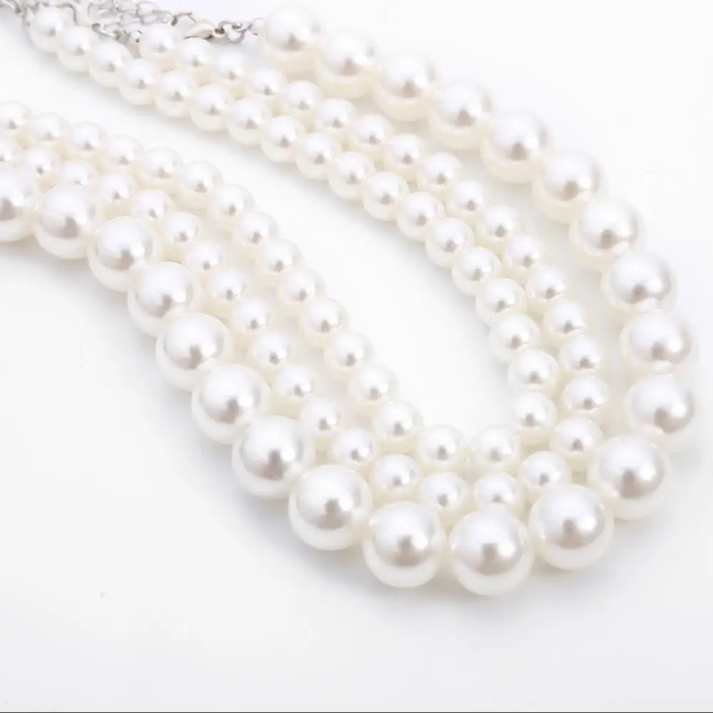 Multi-Layer White Imitation Pearl Necklaces