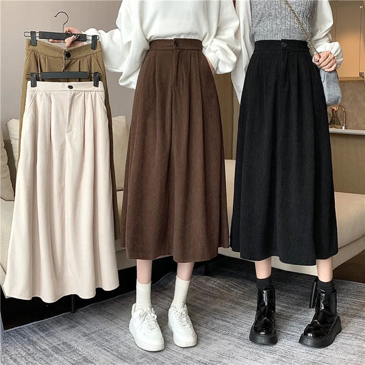 Vintage Corduroy Pleated Skirt (5 colors)