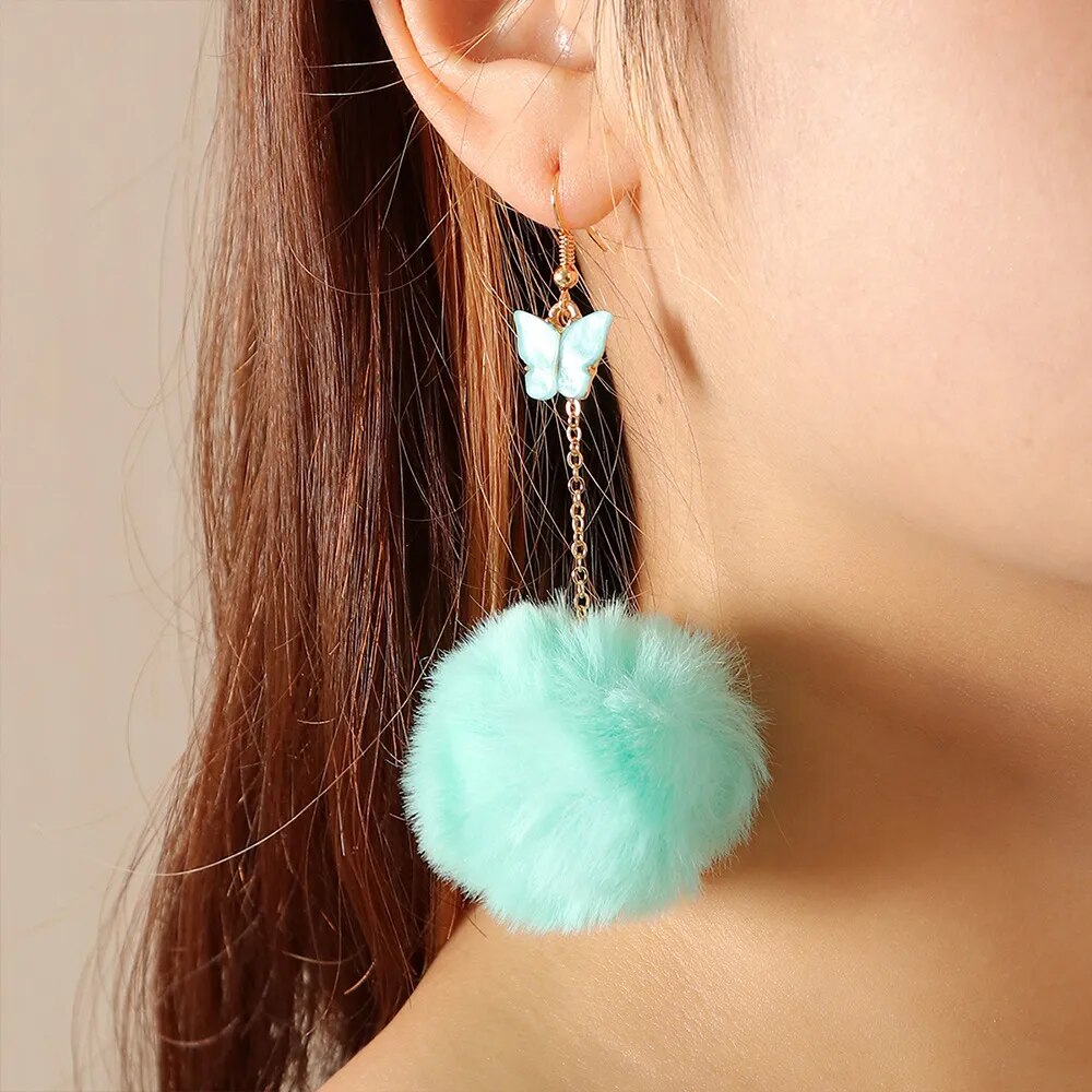 Butterfly Pompom Earrings (3 colors)