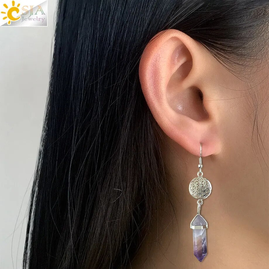 Natural Stone Crystal Earrings (26 colors)