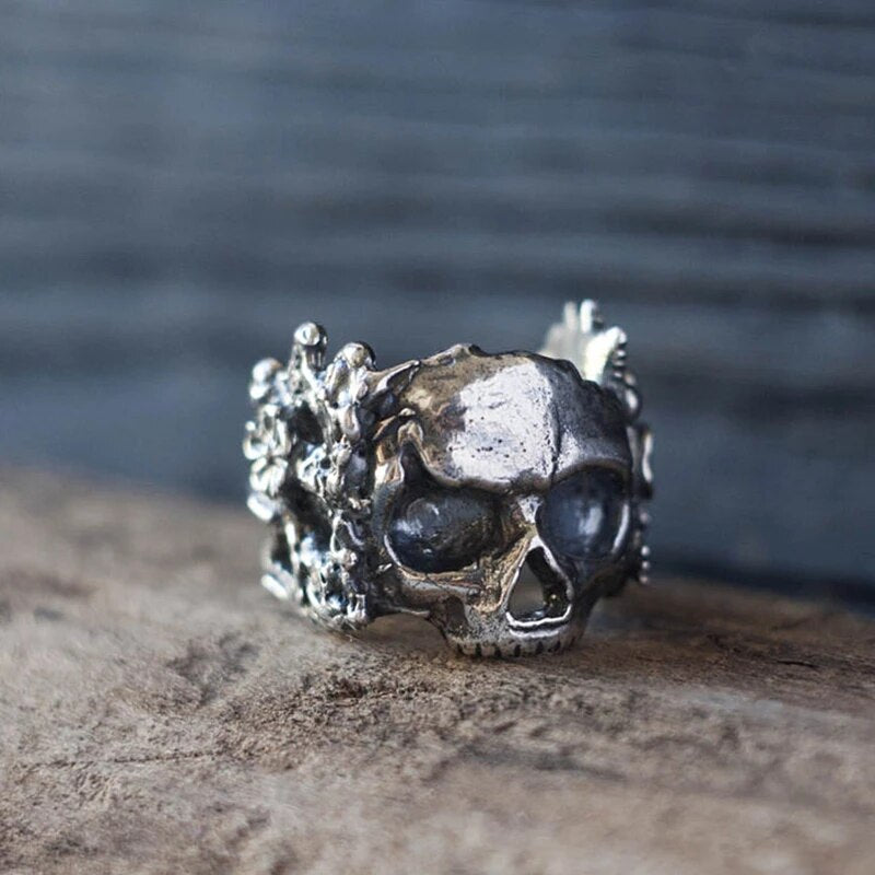 Gothic Flower Skull Rings