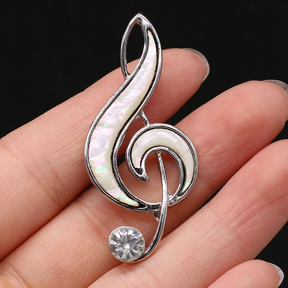 Abalone Shell Musical Note-shaped Brooch