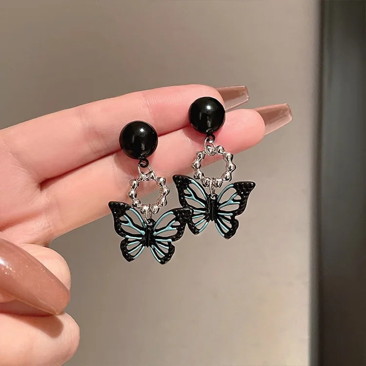 Black Hollow Butterfly Earrings