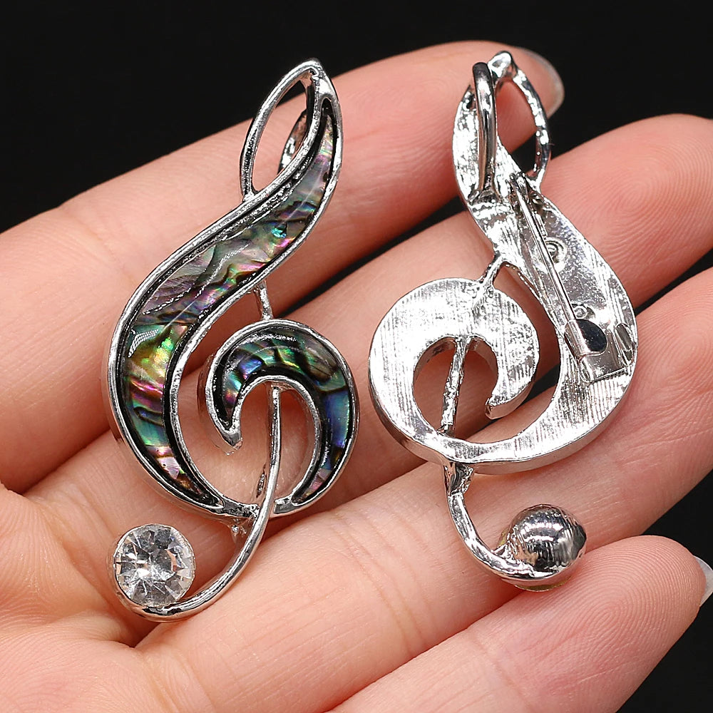 Abalone Shell Musical Note-shaped Brooch