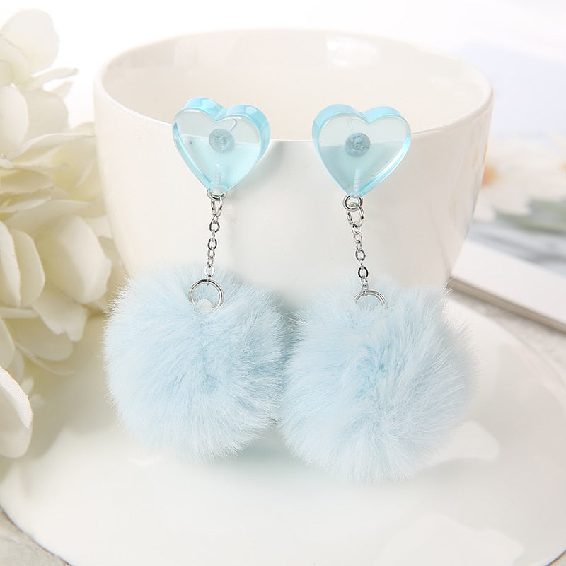 Pom Pom Heart Earrings (8 colors)