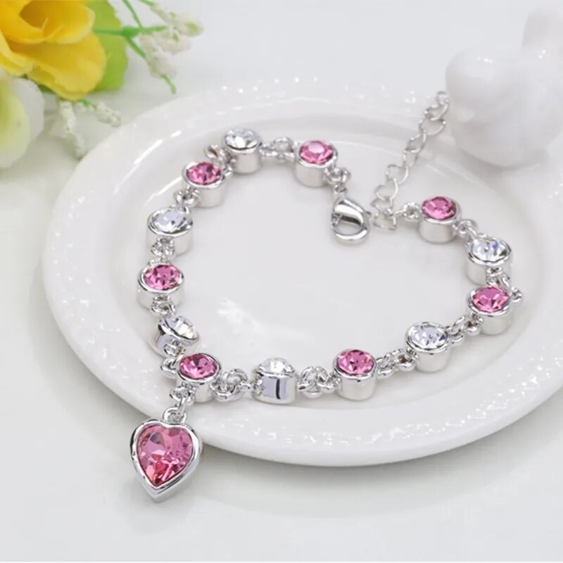 Crystal Charm Bracelets (17 colors in gold/silver)