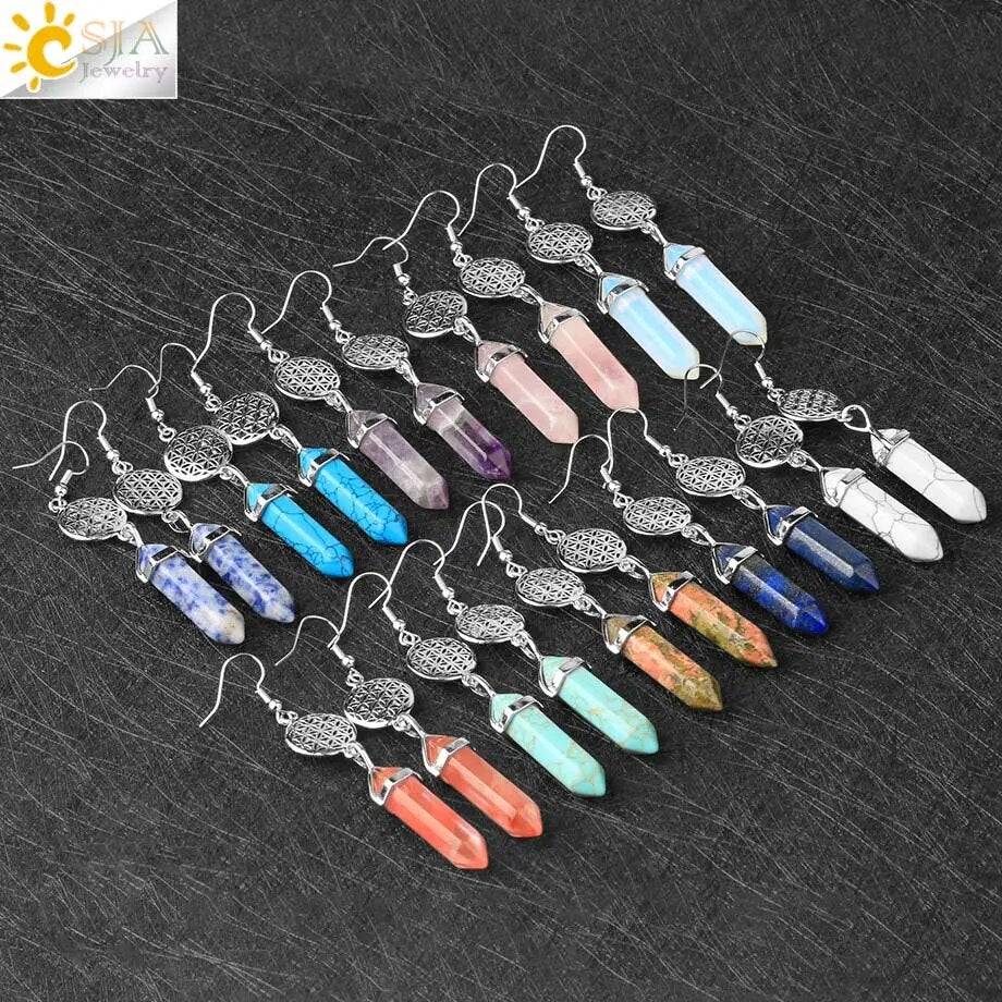 Natural Stone Crystal Earrings (26 colors)