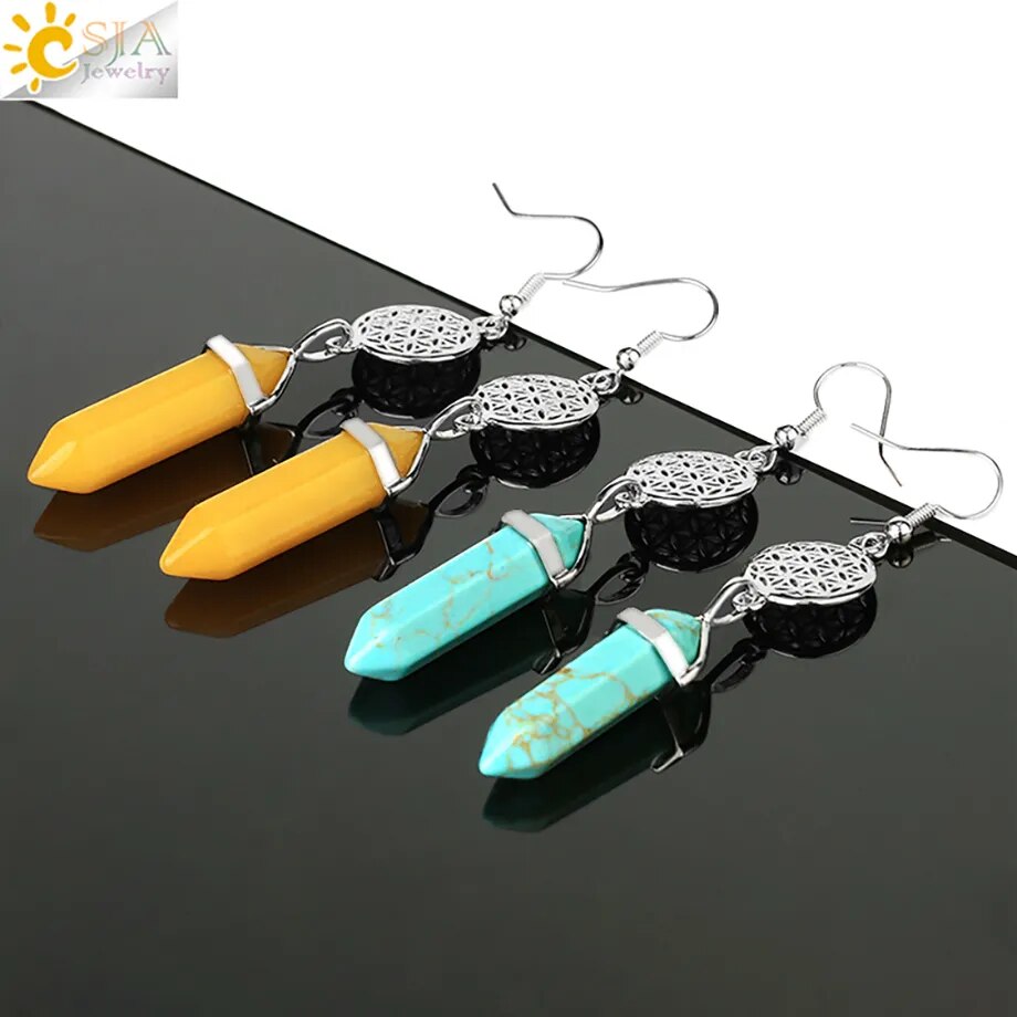 Natural Stone Crystal Earrings (26 colors)