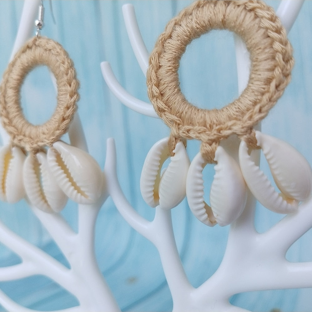 Boho Beach Shell Crochet Earrings (15 colors)