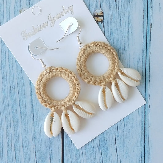 Boho Beach Shell Crochet Earrings (15 colors)