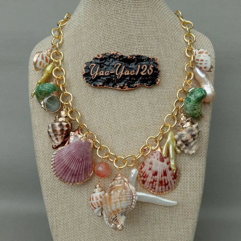 Ocean Beach Mix Sea Shell and Pearl Necklace