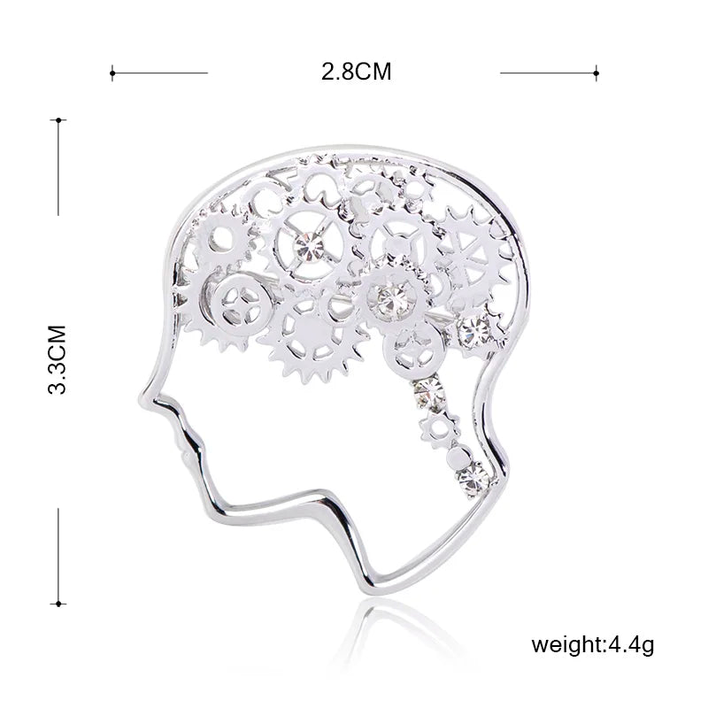 Exquisite Mechanical Brain Brooch (Gold/Silver)