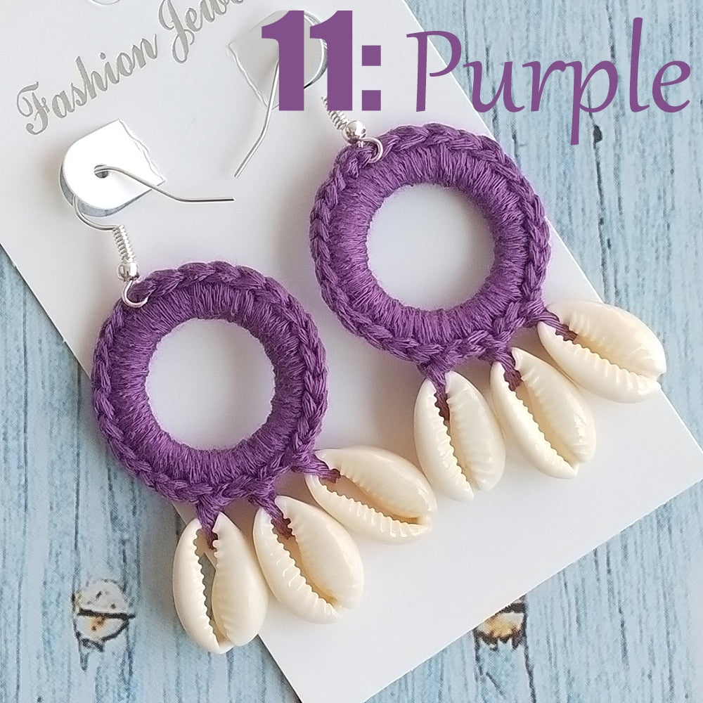 Boho Beach Shell Crochet Earrings (15 colors)