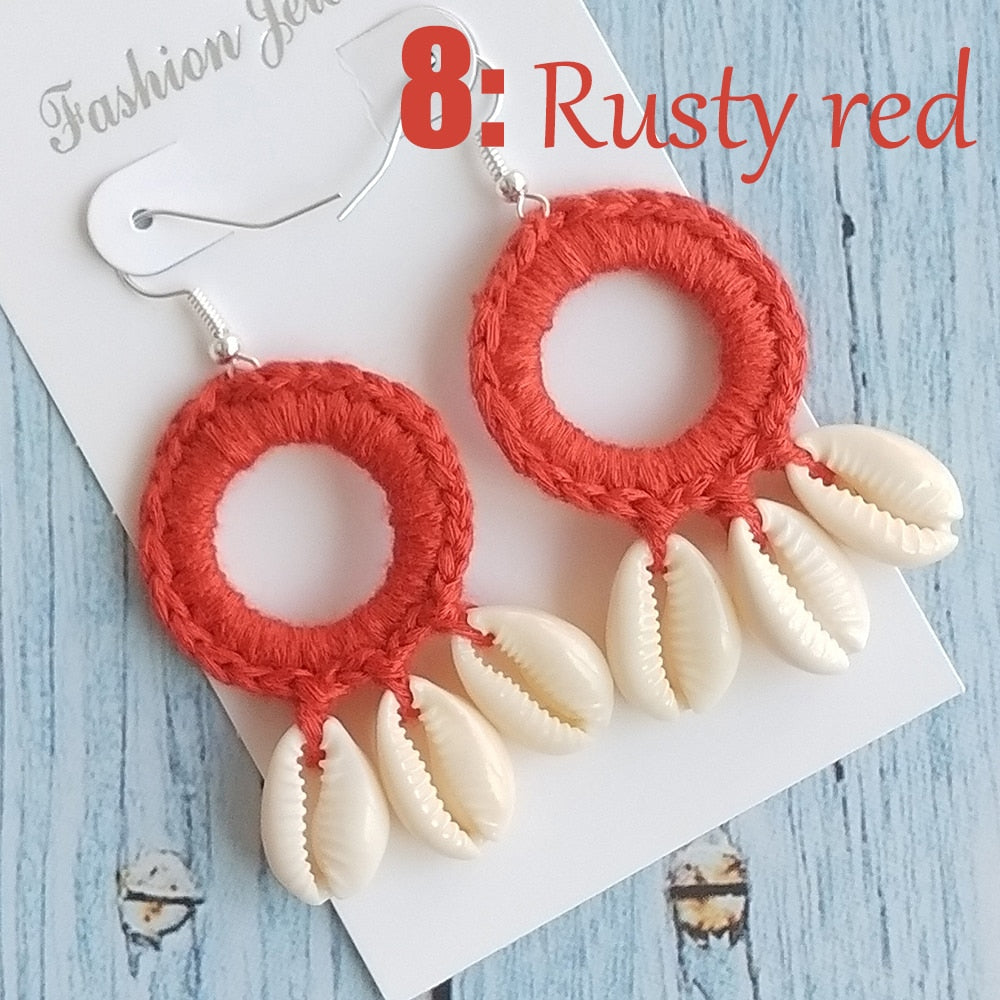 Boho Beach Shell Crochet Earrings (15 colors)