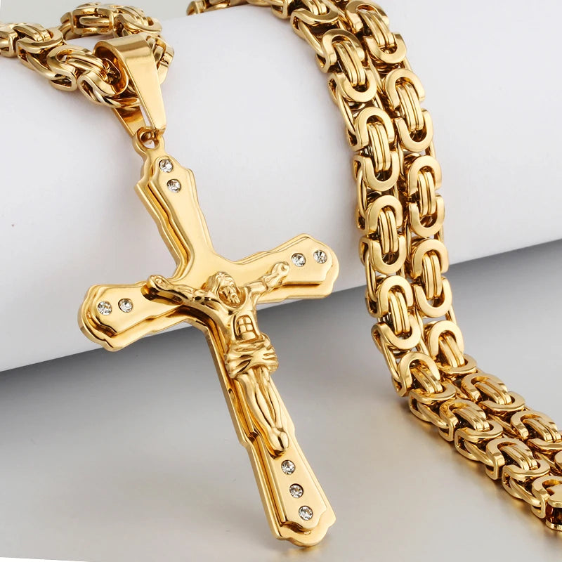 Jesus Christ Holy Crucifix Cross Pendant Necklace