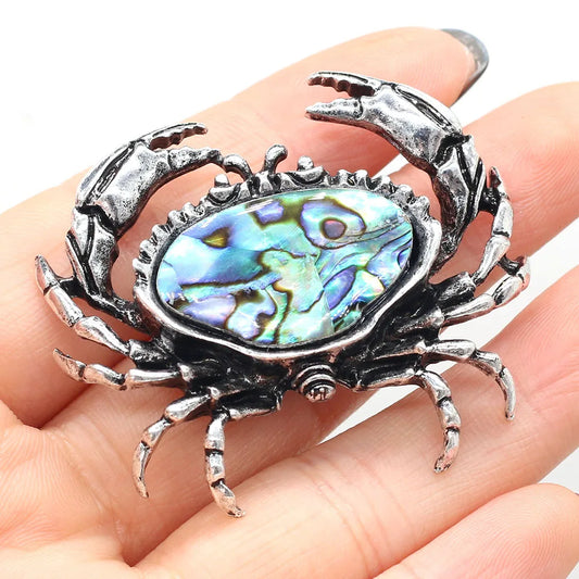 Natural Shell Crab Brooch (6 colors)