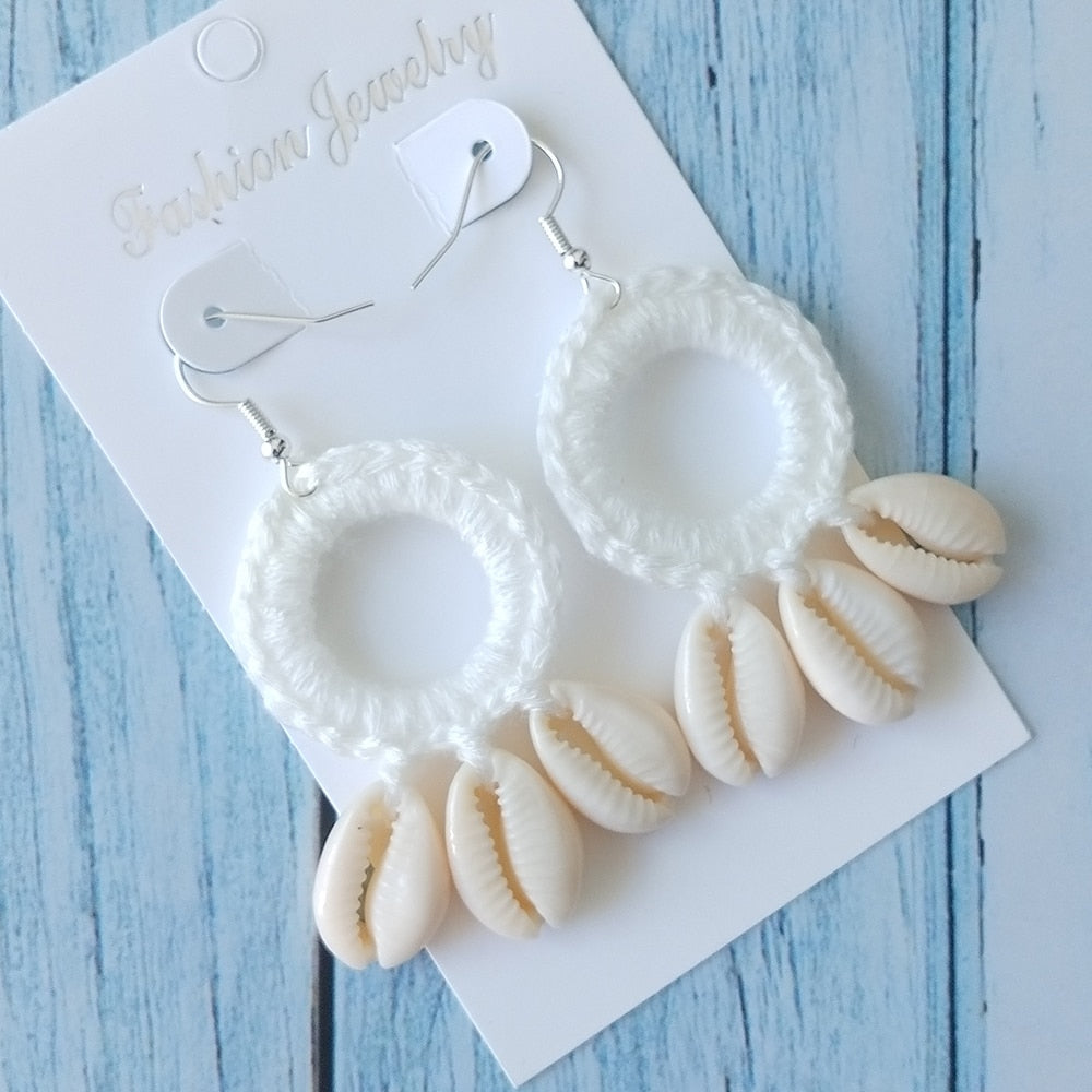 Boho Beach Shell Crochet Earrings (15 colors)