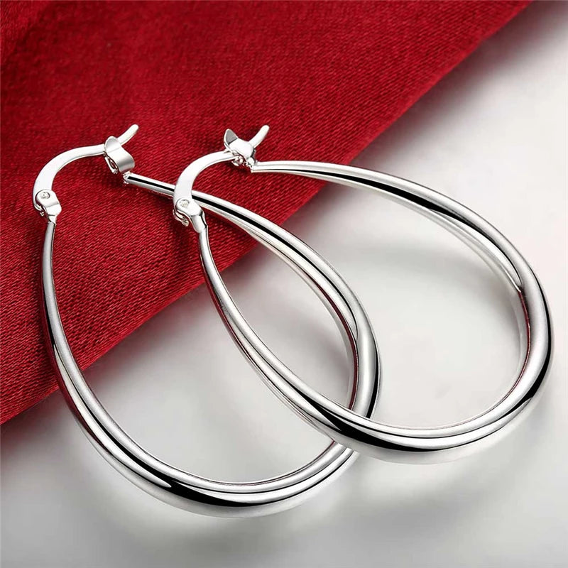 Silver Smooth Hoop Earrings