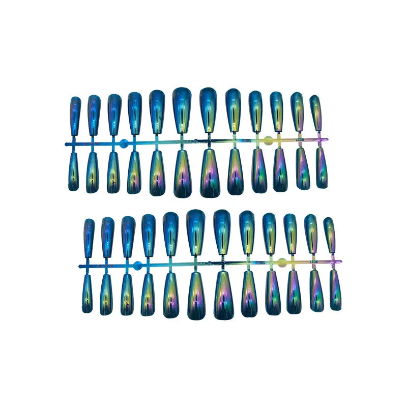 24Pcs Holographic Press On Nails (10 colors)