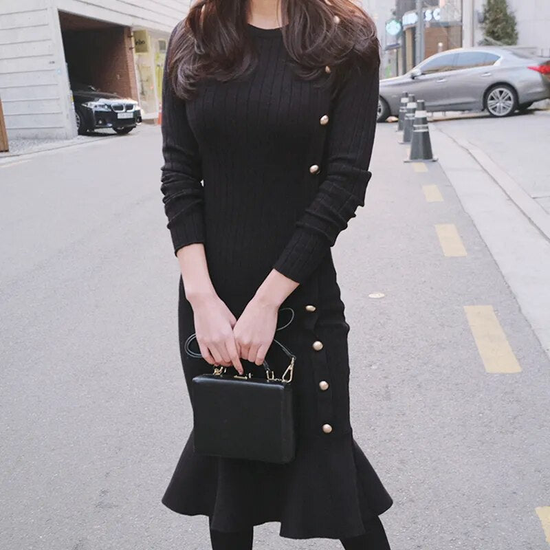 Black Buttons Dress