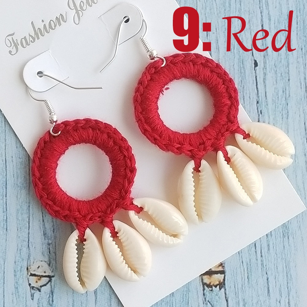 Boho Beach Shell Crochet Earrings (15 colors)