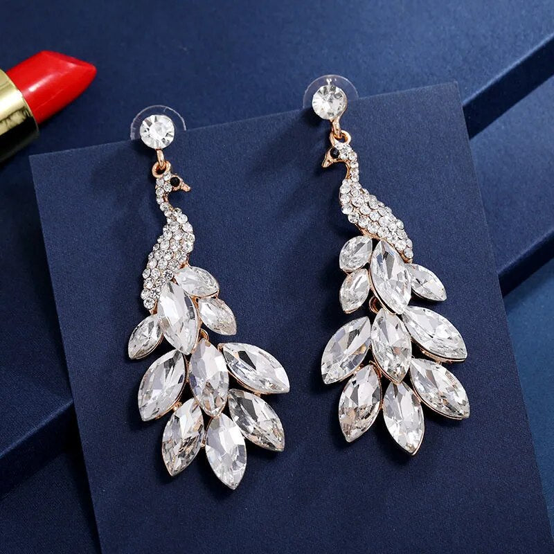 Crystal Peacock Earrings (9 colors)