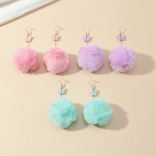 Butterfly Pompom Earrings (3 colors)