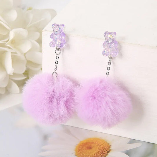 Pompom Candy Bear Earrings (12 colors)