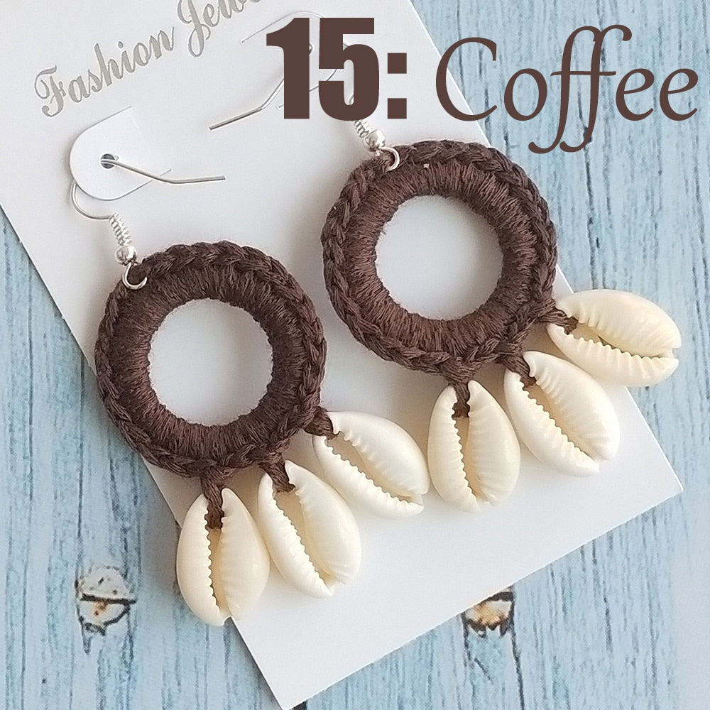 Boho Beach Shell Crochet Earrings (15 colors)