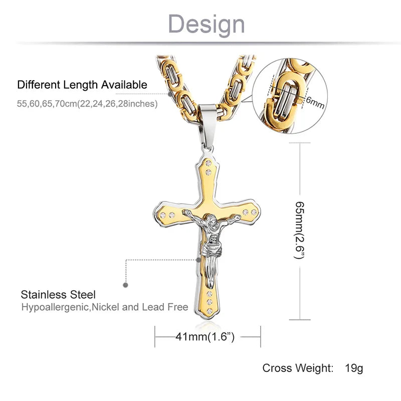 Jesus Christ Holy Crucifix Cross Pendant Necklace