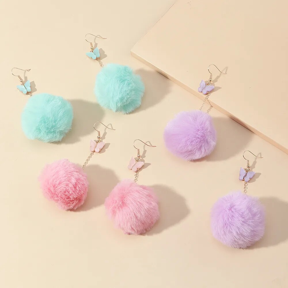 Butterfly Pompom Earrings (3 colors)