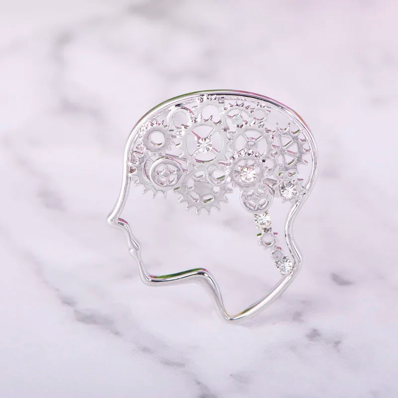 Exquisite Mechanical Brain Brooch (Gold/Silver)