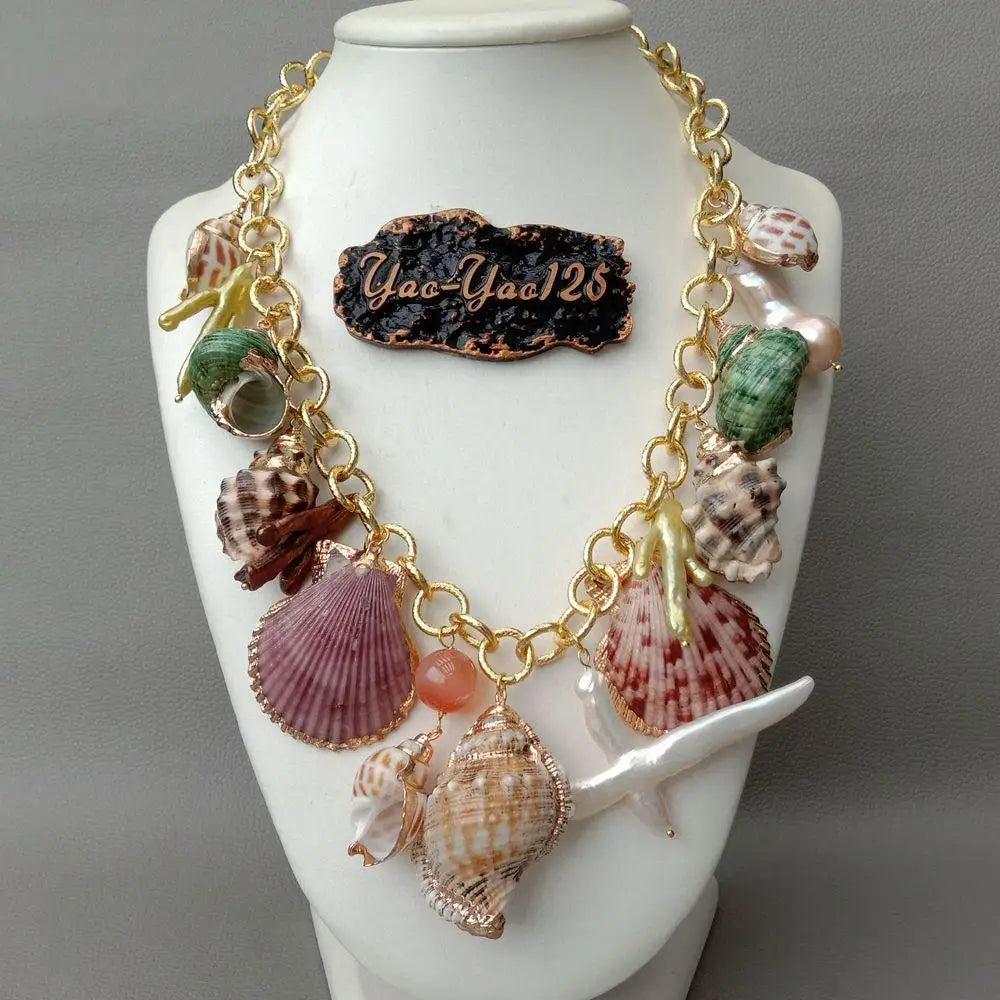 Ocean Beach Mix Sea Shell and Pearl Necklace