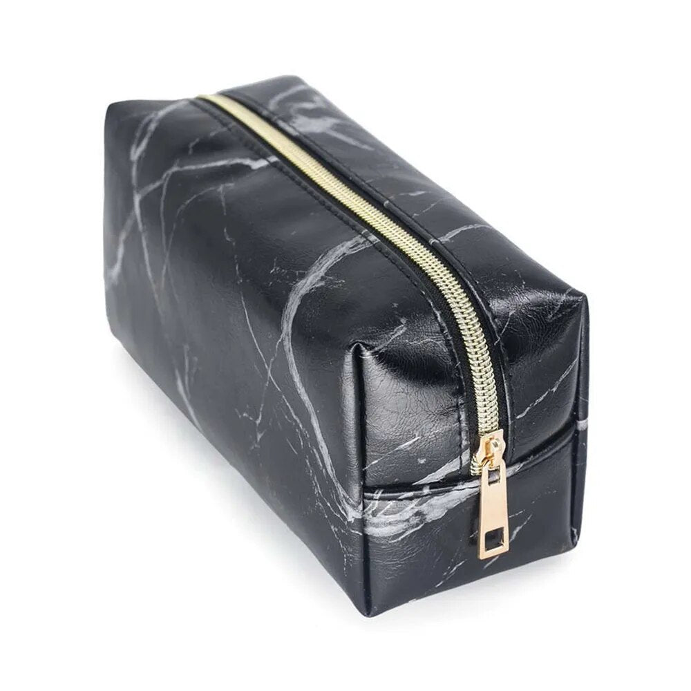 Marble Makeup Bag (White/Black)