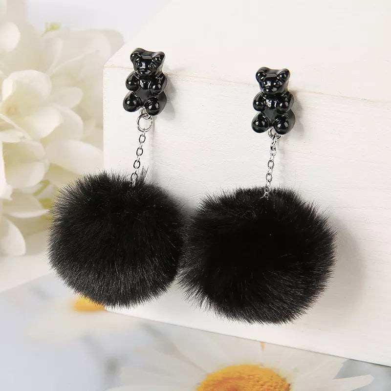 Pompom Candy Bear Earrings (12 colors)