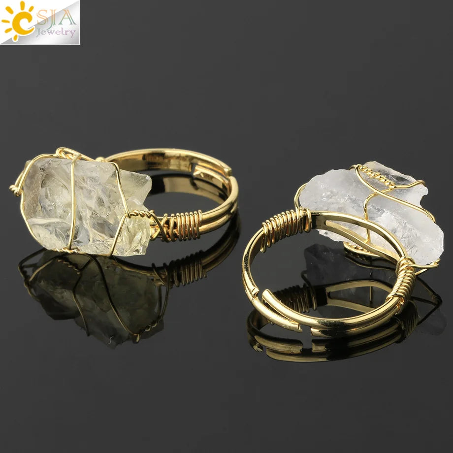 Natural Crystal Stone Rings