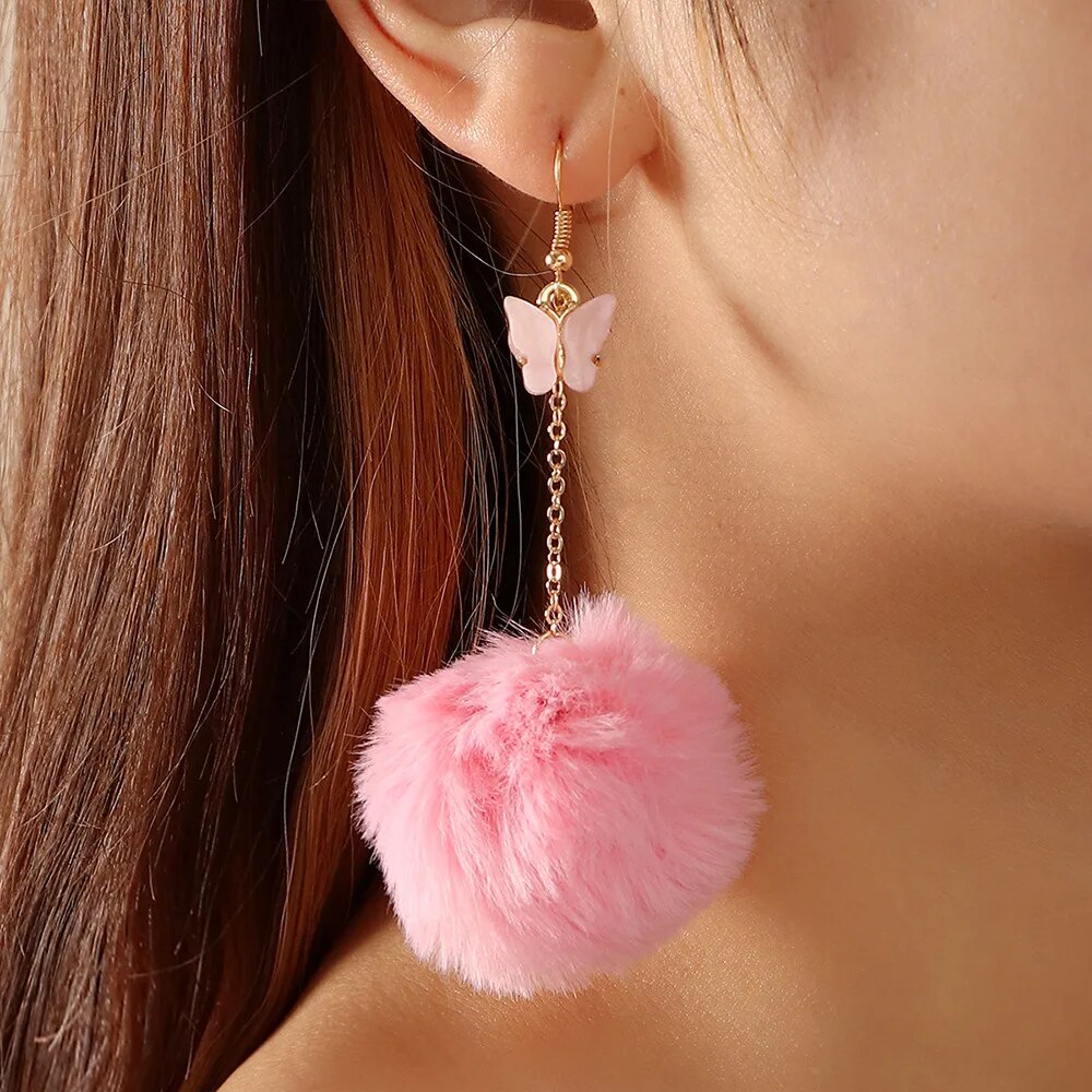 Butterfly Pompom Earrings (3 colors)