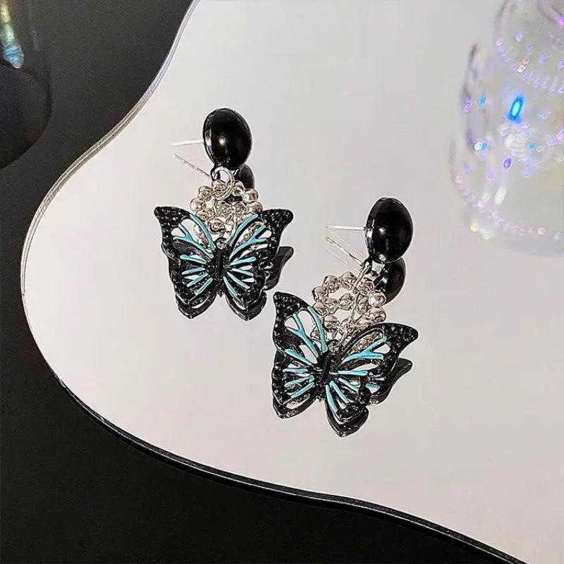 Black Hollow Butterfly Earrings