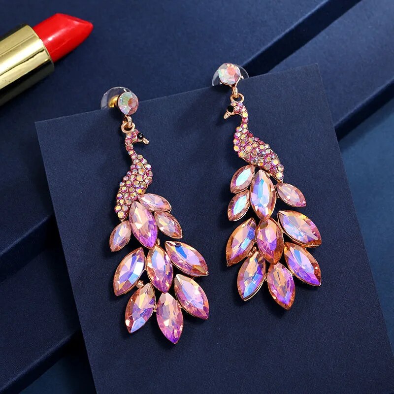 Crystal Peacock Earrings (9 colors)