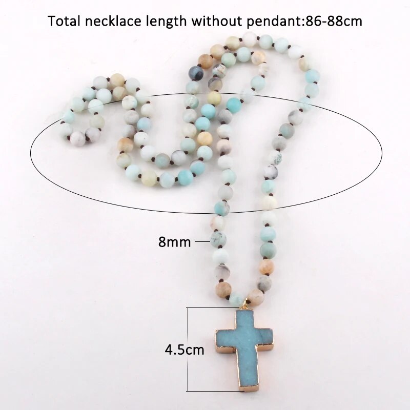 Natural Stones Cross Necklaces (5 colors)