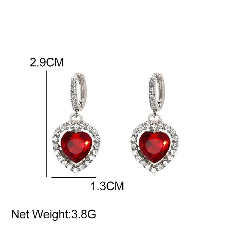 Heart-shaped Crystal Earrings (18 colors)