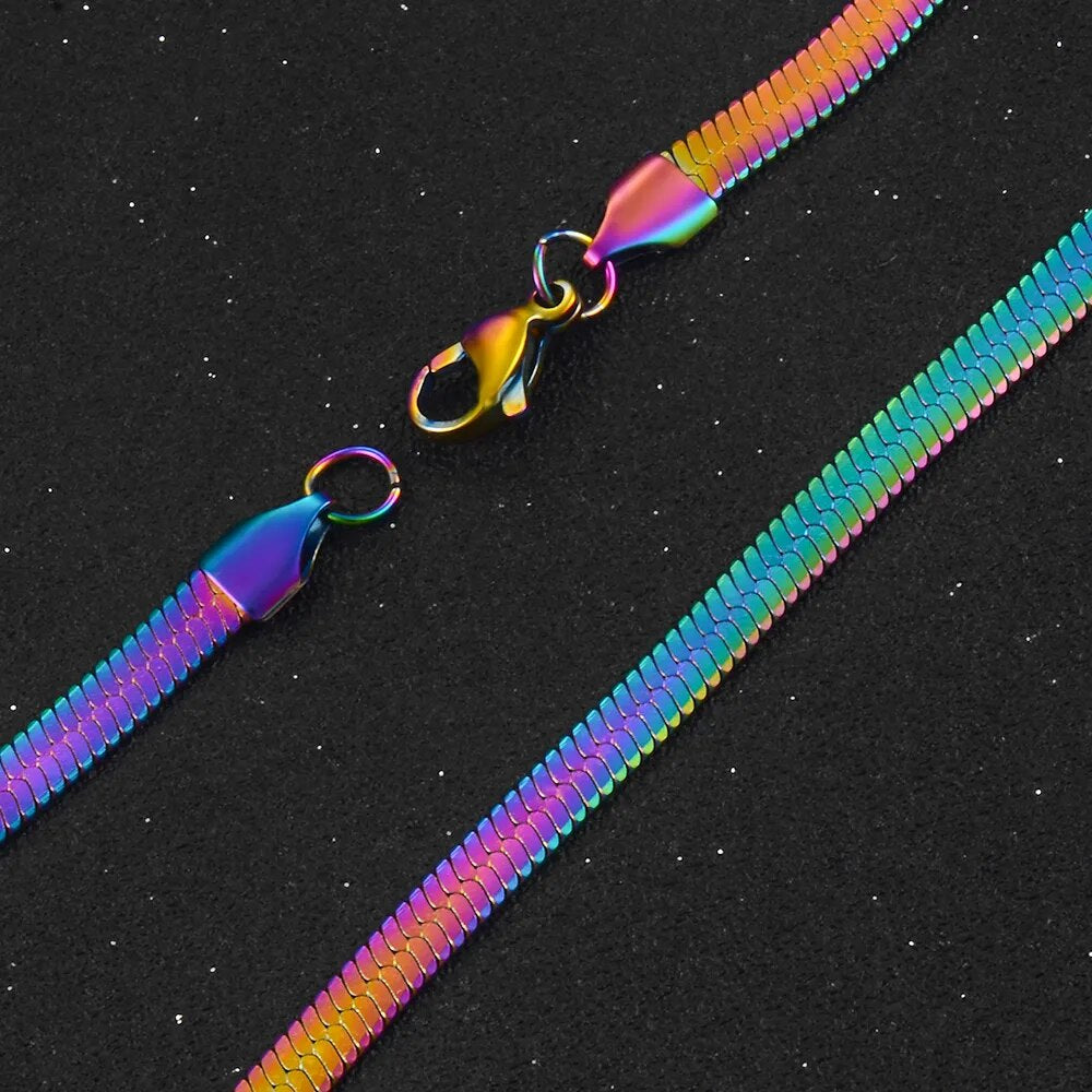 Rainbow Serpentine Chain Necklace (Select Size)