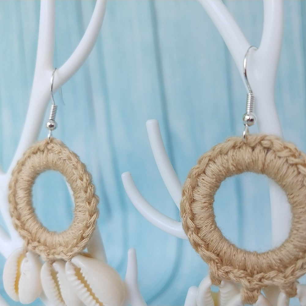 Boho Beach Shell Crochet Earrings (15 colors)