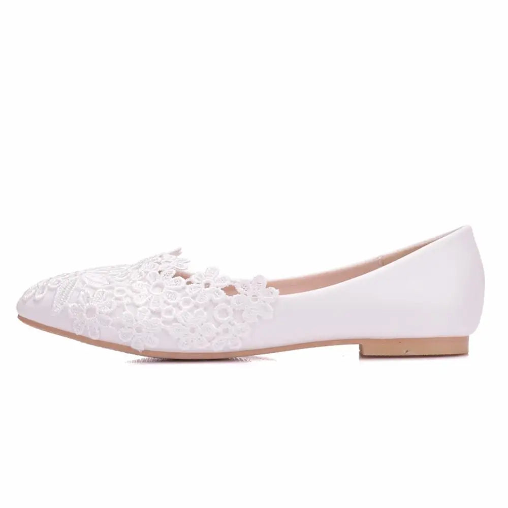 White Lace Flat Shoes