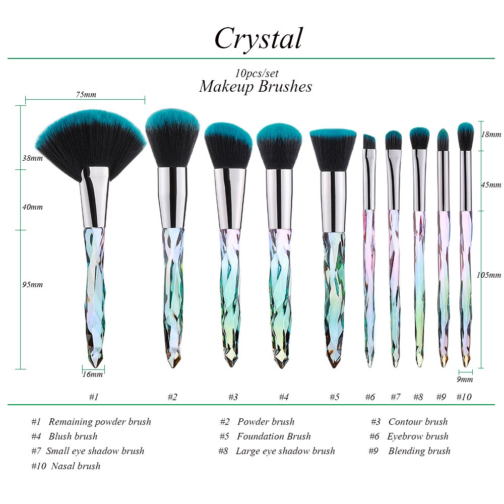 Crystal Makeup Brushes Set (1/2) (6 colors)