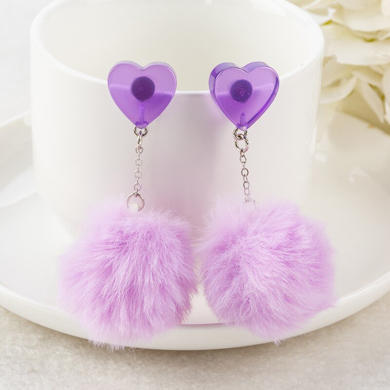 Pom Pom Heart Earrings (8 colors)